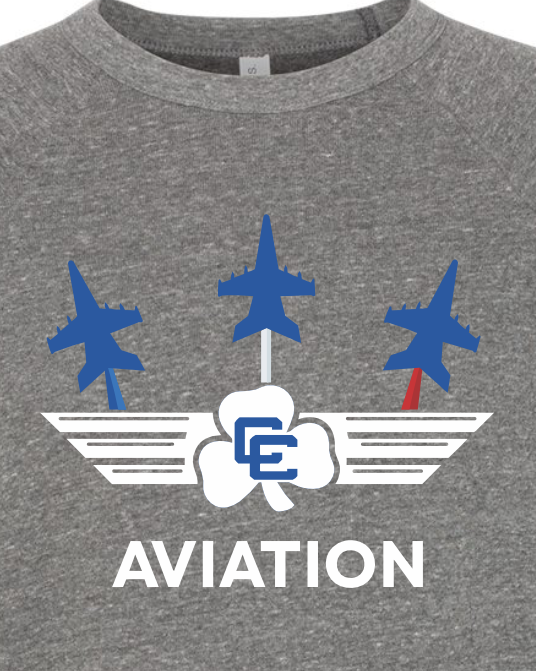 CC Aviation Jet Logo Heather Gray Crewneck Sweatshirt