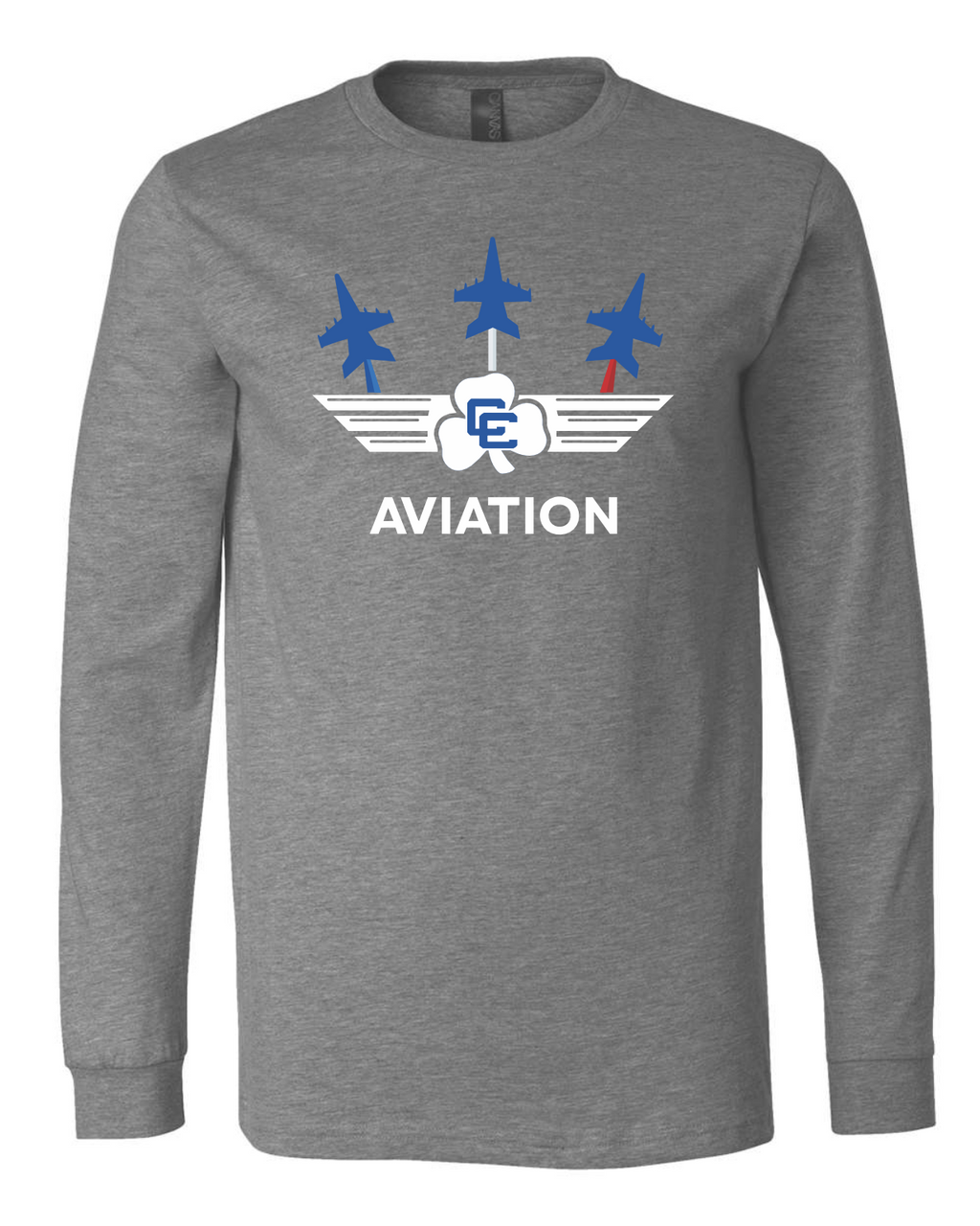 CC Aviation Jet Logo Heather Gray Long Sleeve T-shirt
