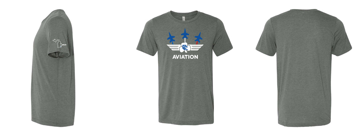 CC Aviation Jet Logo Heather Gray Short Sleeve T-shirt