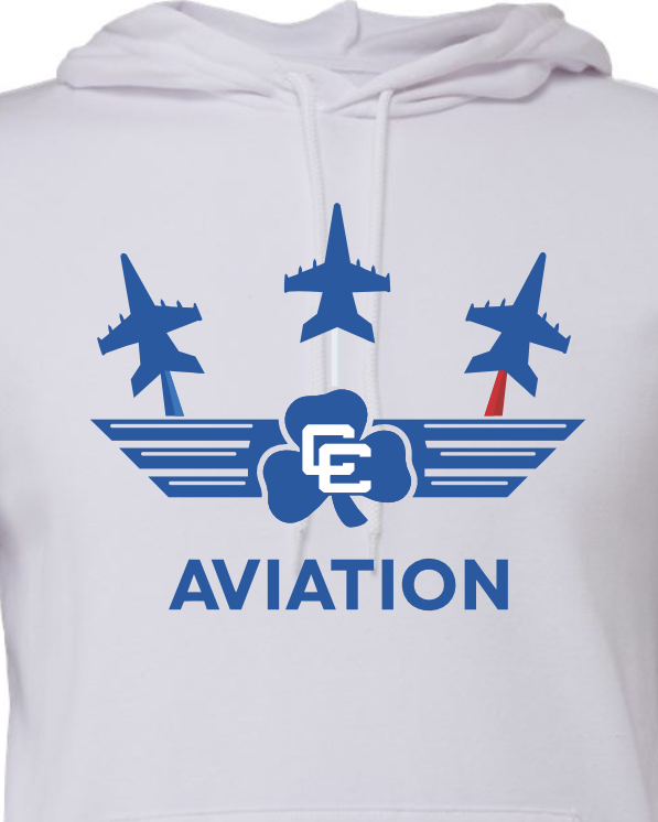 CC Aviation Jet Logo White Pullover Hoodie