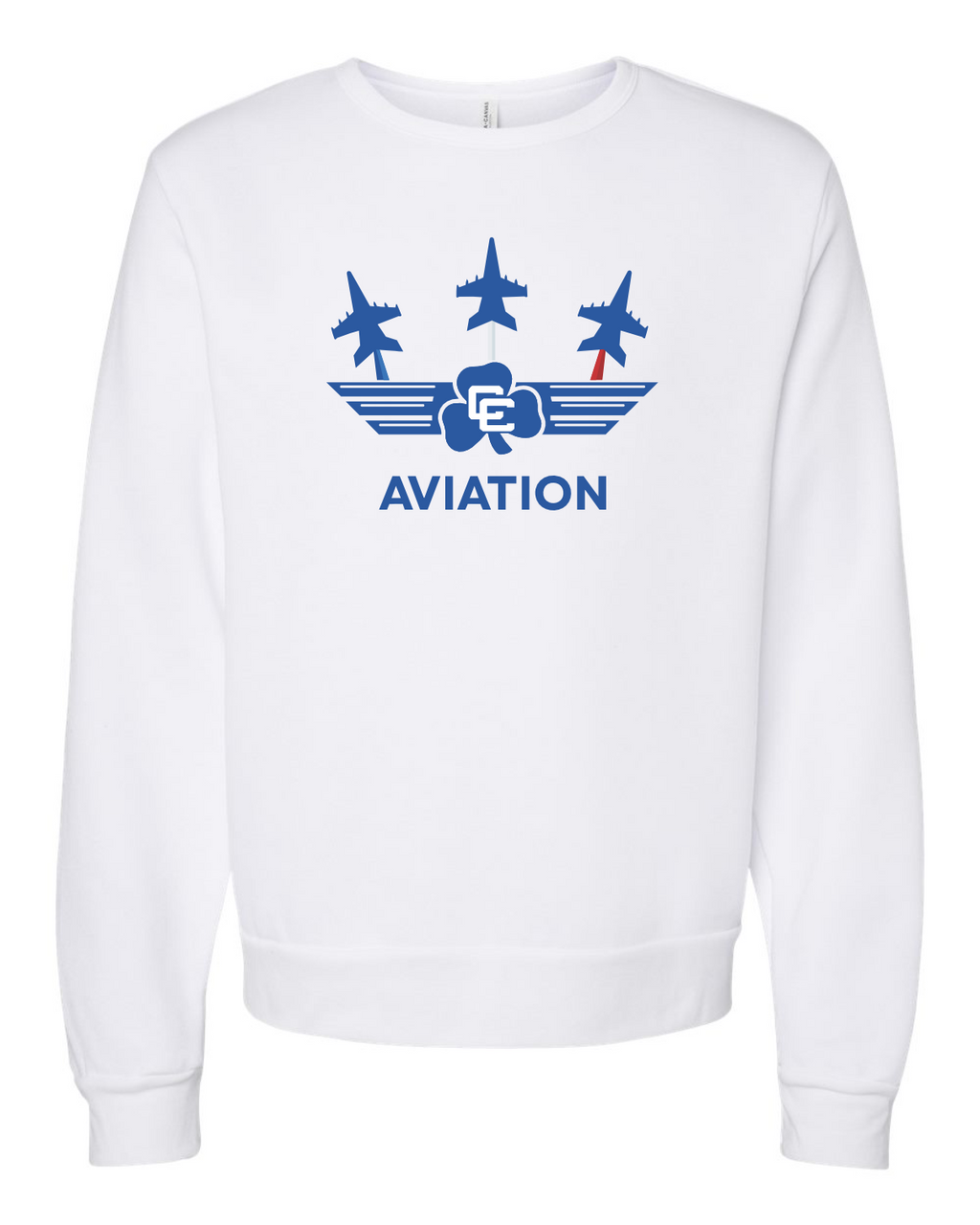 CC Aviation Jet Logo White Crewneck Sweatshirt